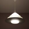 L5501 1980s Hanging lamp in white metal with milk glass model B1017 André Rotte Raak, Netherlands