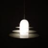 L5501 1980s Hanging lamp in white metal with milk glass model B1017 André Rotte Raak, Netherlands