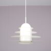 L5501 1980s Hanging lamp in white metal with milk glass model B1017 André Rotte Raak, Netherlands