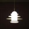 L5501 1980s Hanging lamp in white metal with milk glass model B1017 André Rotte Raak, Netherlands