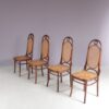 m28217 1950s Set of 4 Long John chairs by FMG, Poland
