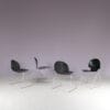 m28224 1980s Set of four stacking chairs in chrome metal with black wood Lawrence Minsker Fritz Hansen, Denmark
