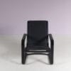 m28231 1980s Lamello Chair in black wood with black fabric Yngve Ekström Swedese, Sweden