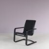 m28231 1980s Lamello Chair in black wood with black fabric Yngve Ekström Swedese, Sweden