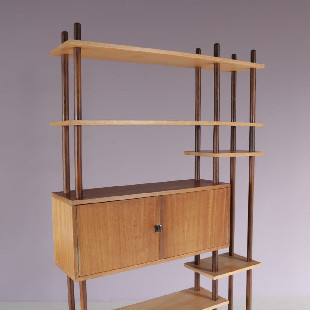 m28230 1950s Birch with teak wooden stick cabinet from the Netherlands