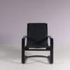 m28231 1980s Lamello Chair in black wood with black fabric Yngve Ekström Swedese, Sweden