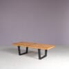 m28233 1970s Small walnut wooden bench George Nelson stickered Bebob, Netherlands