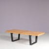 m28233 1970s Small walnut wooden bench George Nelson stickered Bebob, Netherlands