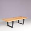 m28233 1970s Small walnut wooden bench George Nelson stickered Bebob, Netherlands