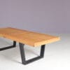 m28233 1970s Small walnut wooden bench George Nelson stickered Bebob, Netherlands