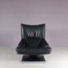 m28253 1980s Black leather with chrome adjustable swivel easy chair Mathias Hoffman Rolf Benz, Germany