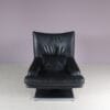 m28253 1980s Black leather with chrome adjustable swivel easy chair Mathias Hoffman Rolf Benz, Germany