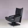 m28253 1980s Black leather with chrome adjustable swivel easy chair Mathias Hoffman Rolf Benz, Germany