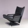 m28253 1980s Black leather with chrome adjustable swivel easy chair Mathias Hoffman Rolf Benz, Germany
