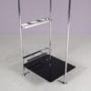 m28275-6 1980s Free standing coat rack in chrome plated pipe frame with black glass Thonet, Austria