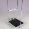 m28275-6 1980s Free standing coat rack in chrome plated pipe frame with black glass Thonet, Austria