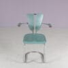 m28265 1950s Rare chrome metal pipe frame with wood side chair Lemafa Den Haag, Netherlands