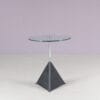 m28260 1980s HK-5 Side table on black metal base with round glass top / Hank Kwint / Metaform, Netherlands