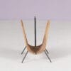 m28234 1950s Magazine rack in black metal with rattan rack attributed to Carl Auböck Illums Bolighus, Denmark