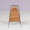 m28234 1950s Magazine rack in black metal with rattan rack attributed to Carl Auböck Illums Bolighus, Denmark