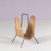 m28234 1950s Magazine rack in black metal with rattan rack attributed to Carl Auböck Illums Bolighus, Denmark