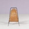 m28234 1950s Magazine rack in black metal with rattan rack attributed to Carl Auböck Illums Bolighus, Denmark