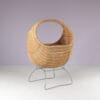 m28251 1960s Wicker baby crib on metal base Netherlands