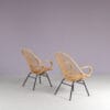 m28277 1950s Pair of rattan chair on black metal base Gebroeders Jonkers, Netherlands
