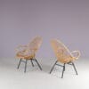 m28277 1950s Pair of rattan chair on black metal base Gebroeders Jonkers, Netherlands