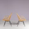 m28277 1950s Pair of rattan chair on black metal base Gebroeders Jonkers, Netherlands