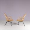 m28277 1950s Pair of rattan chair on black metal base Gebroeders Jonkers, Netherlands