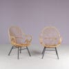 m28277 1950s Pair of rattan chair on black metal base Gebroeders Jonkers, Netherlands
