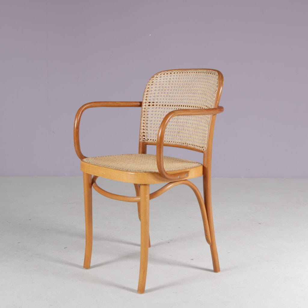 m28272 1930s Nr 811 chair in beech wood with webbing seat and back / Josef Hoffmann / Ligna, Czech