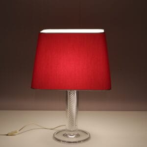 1960s table lamp with clear twisted glass lamp base