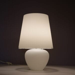 1990s White glass table lamp Punto Luce Murano Italy