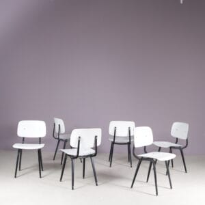 1950s set of 6 Result chairs black/white Friso Kramer Ahrend-De Cirkel