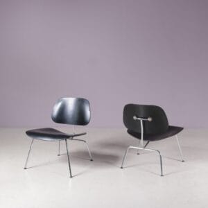 1960s Set of 2 LCM chairs in chrome metal with black plywood / Charles & Ray Eames / Herman Miller, USA