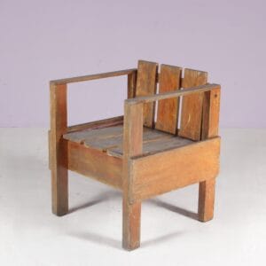 1960s Teak wooden side chair in Rietveld "Crate style"/ Netherlands