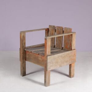 1960s Teak wooden side chair in Rietveld "Crate style" / Netherlands