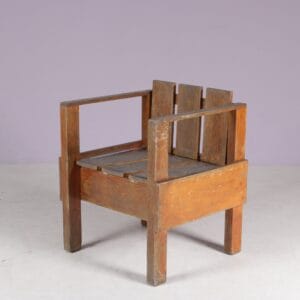 1960s Teak wooden side chair in Rietveld "Crate" style / Netherlands