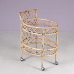1950s Bamboo trolley with two glass tops Italy