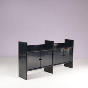 1970s low black plastic cabinet model multiplo Harvey Guzzini Italy for Kastilia