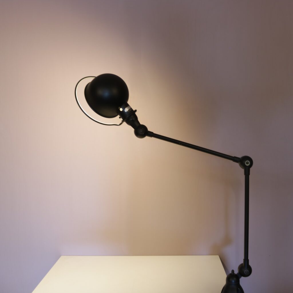 1950s  Table clamp lamp in black metal, recent edition model SI332/ Jieldé, France