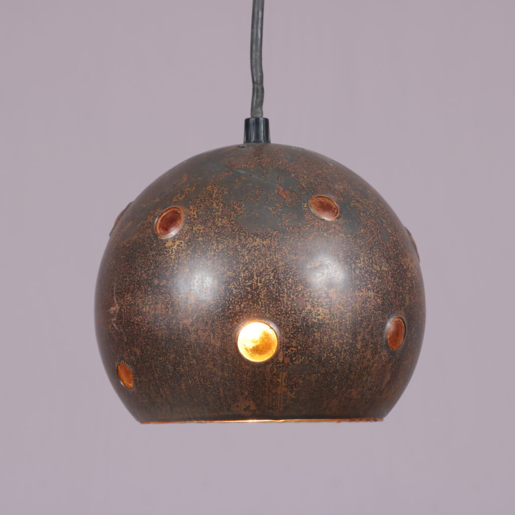 1970s copper with glass round hanging lamp by Pfeil & Putzler Germany