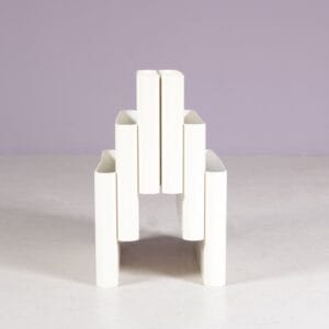 1970s Large model white plastic magazine rack / Giotto Stoppino / Kartell, Italy