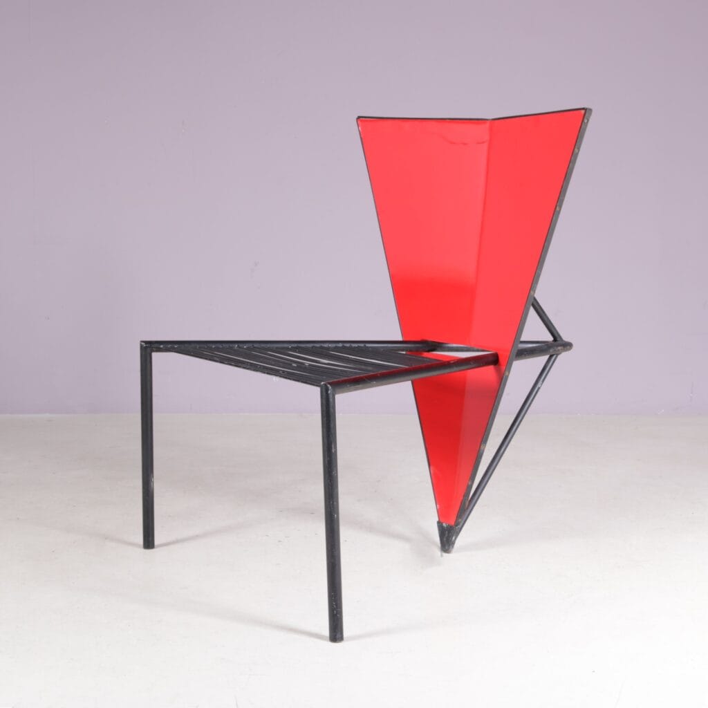 1980s Post modern chair red/black Netherlands